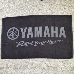 Yamaha Beach Towel Revs Your Heart Black 58x35 Cotton Motorcycle Dealer Promo
